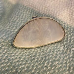 Faux mother of pearl gold tone ring